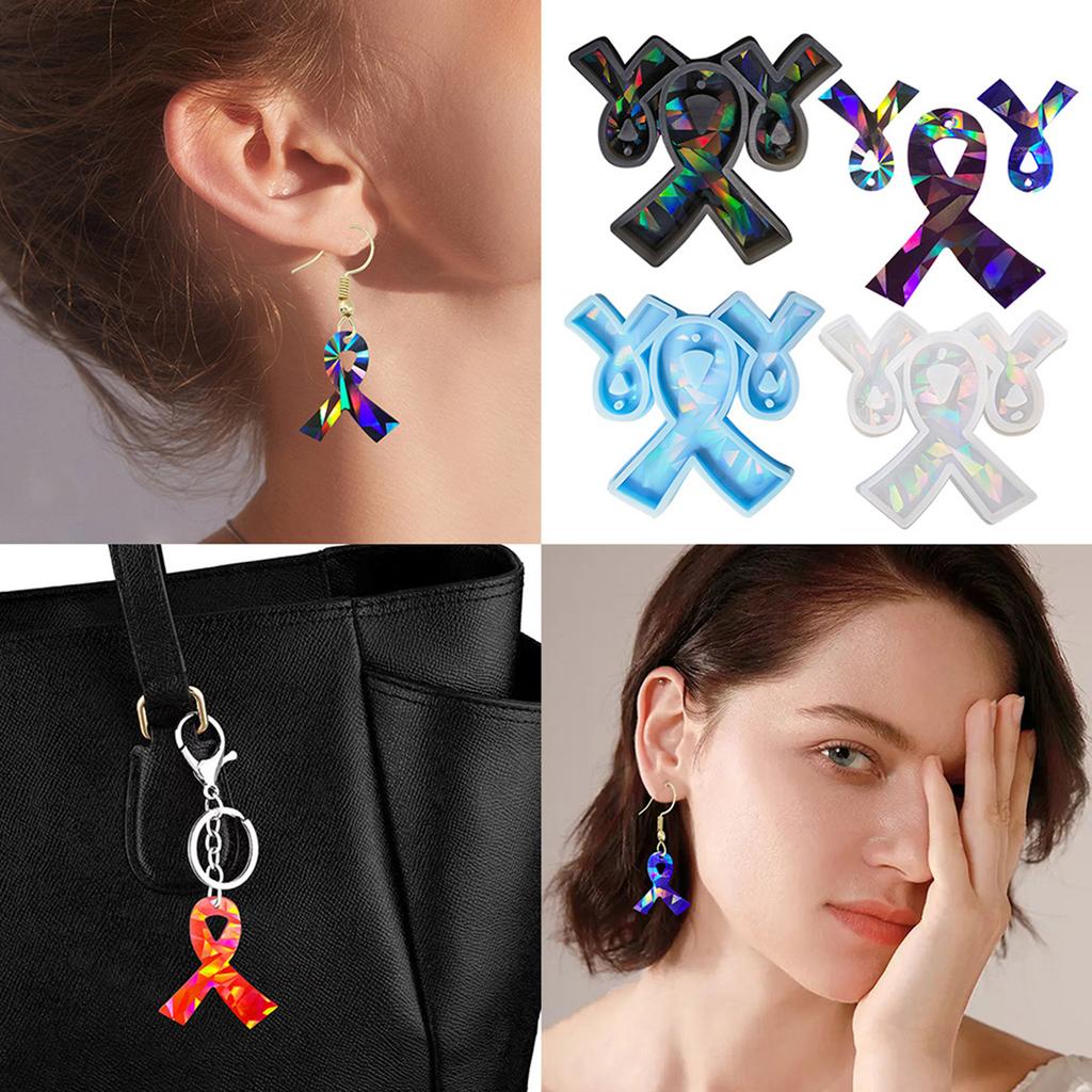 Ribbon Tie Shape Pendant Moulds Keychain Moulds with Holes Clay Mould Jewelry Tool Silicone Material for DIY Hand-Making