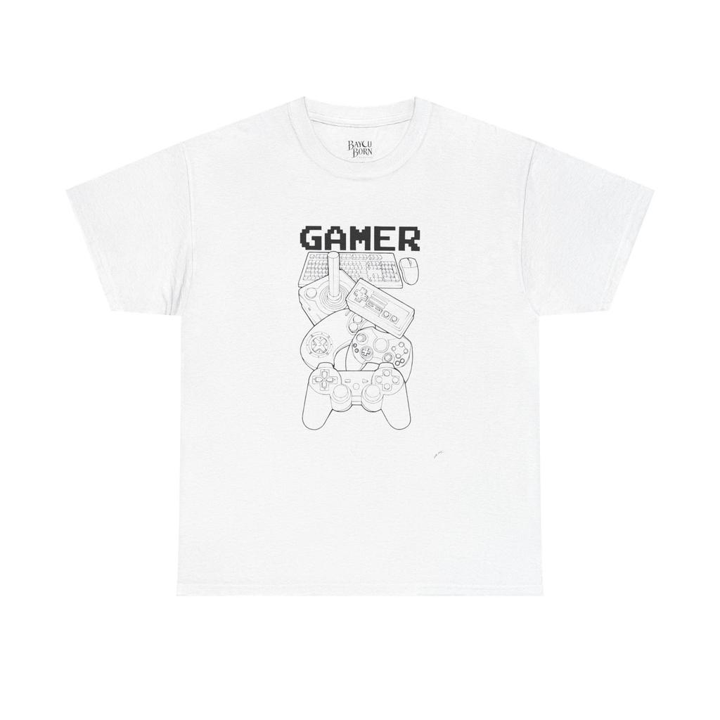 Gamer Console Stack T-Shirt | Retro Controller, Pixel Text