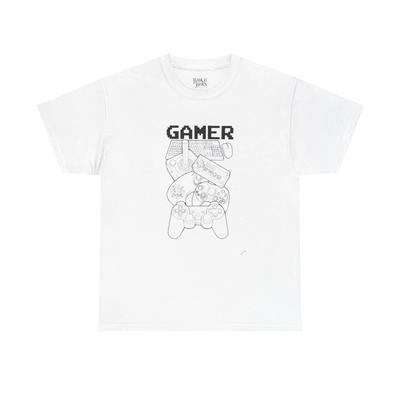 Gamer Console Stack T-Shirt | Retro Controller, Pixel Text