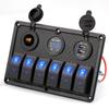 6 Gang Marine Boat Rocker Switch Panel 12V Waterproof RV Led Switch Panel for Car Truck Marine Boat