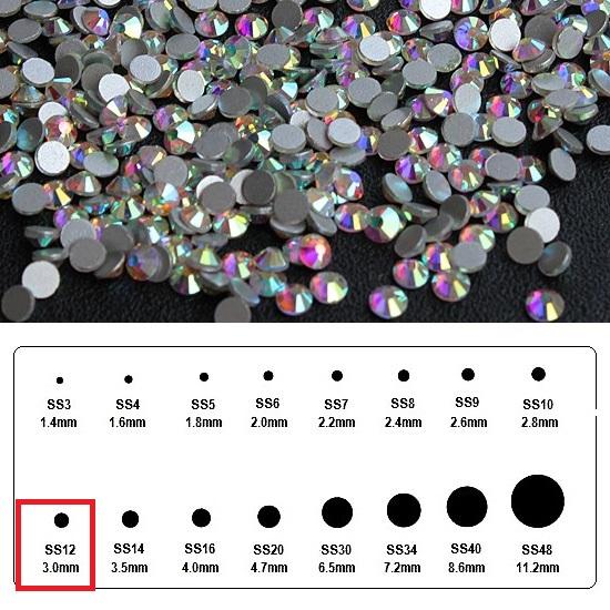 1Pack Mixed Size Flatback AB Nail Rhinestone Nail Art Decoration SS6-SS40Pack