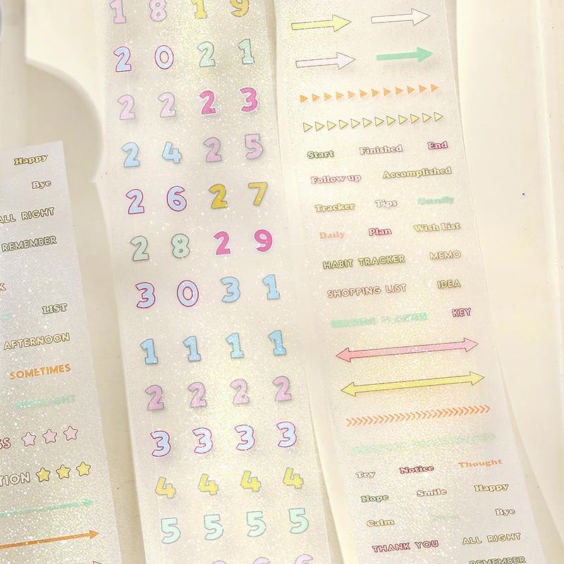 50mm * 3m Kawaii Ins Pixel Flash Sand Die Cutting Stickers DIY Diary Scrapbook Phone Case Decoration Material Cute Stickers