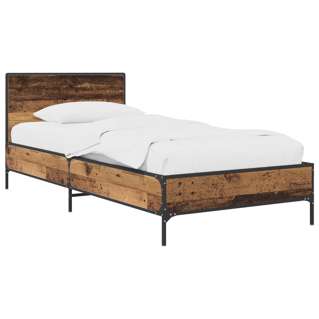 Bed Frame with Headboard Rustic Wood Look 80 x 200 cm Engineered Wood