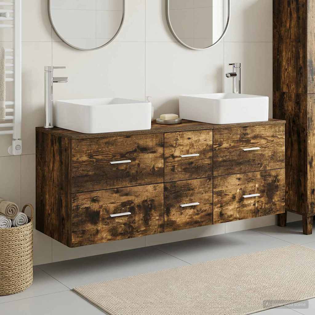 Bathroom Cabinet Set 3 pcs Smoked Oak