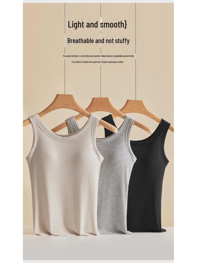 Женский топ из хлопка и модала в рубчик с нагрудными вкладышами, цельный низ, нижнее белье больших размеров с защитой от воздействия внешней среды