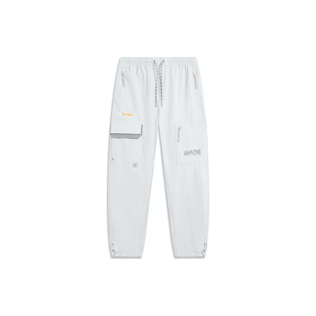 Мужские спортивные брюки с манжетами и завязками Li Ning X Cyril Artist Collaboration Wade Series с однотонным принтом и буквами, каменно-серые AYKT761-3