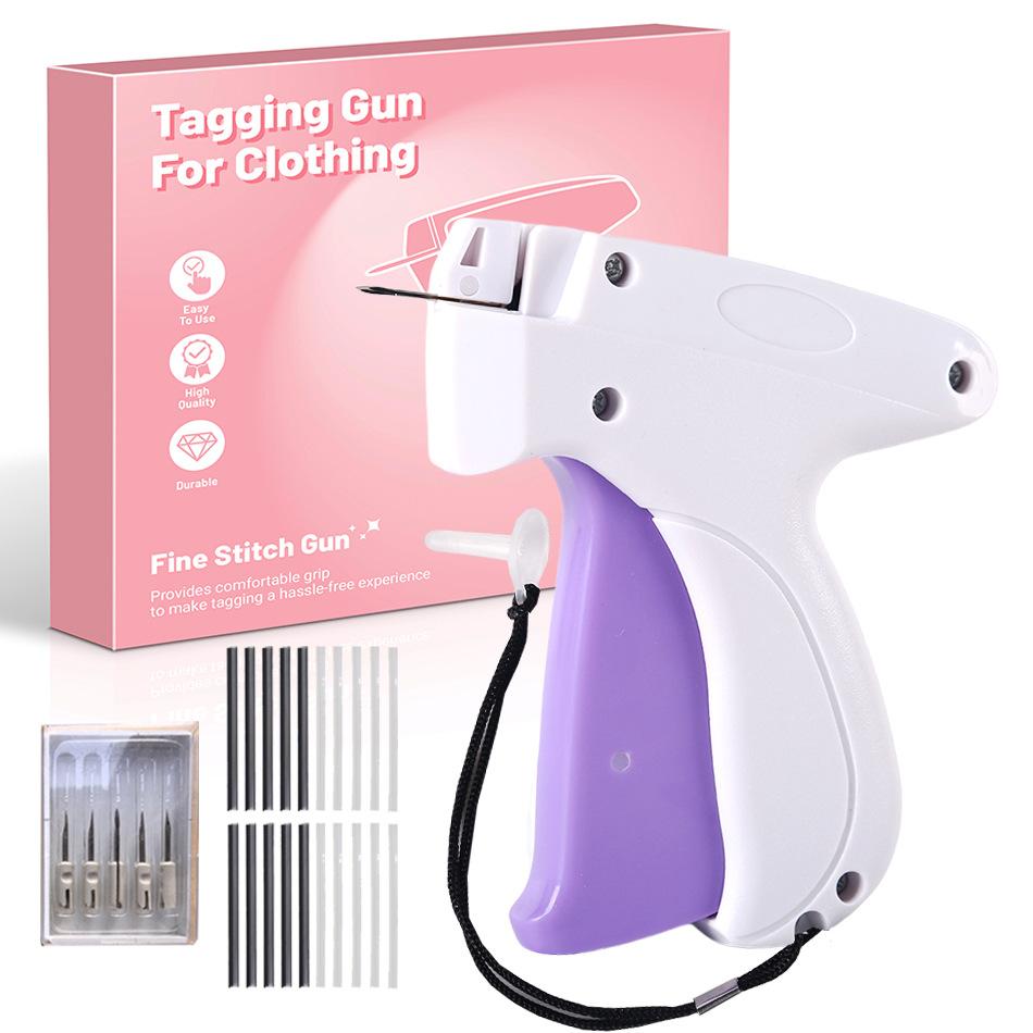 Mini Manual Quick Stitching Gun for Clothes Tagging, Handheld Fine Needle Sewing Tool with 5 Needles and Plastic Fasteners