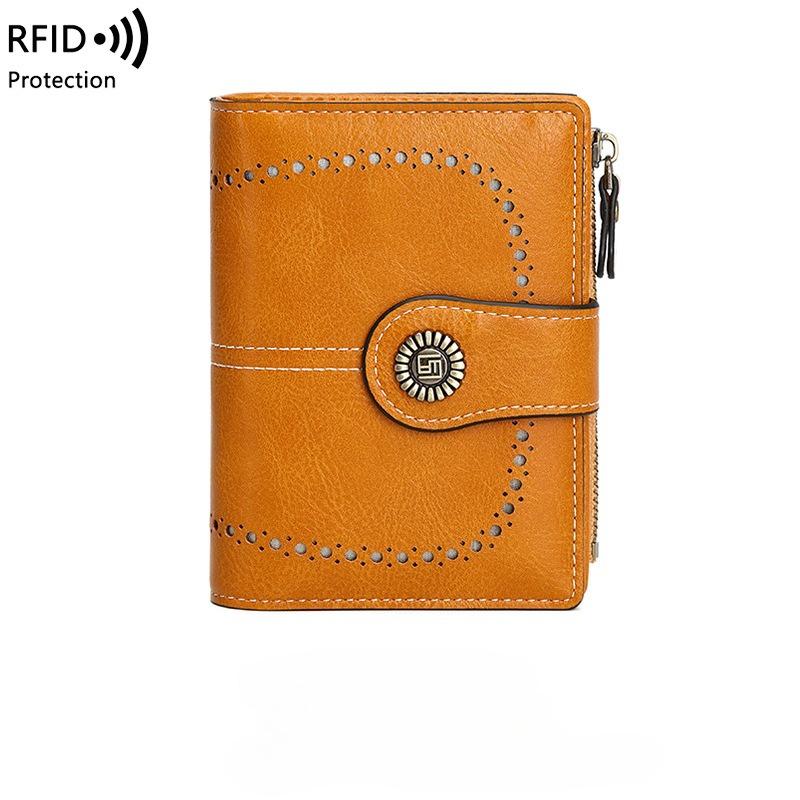 Женские Короткие Кошельки RFID Защита от Кражи Пряжка-щетка Кошелек Большая Вместимость Многослотовый Держатель для Карт Кошелек для Мелочи Высококачественная Кожа PU Клатч