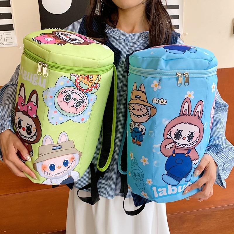 Рюкзак школьный Labubu Милый мультяшный рюкзак в виде ведерка для закусок Большой вместимости Сумка для внешнего хранения Рюкзак