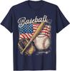 American Flag Baseball Player Bat Fan Catcher Pitcher Unisex T-Shirt