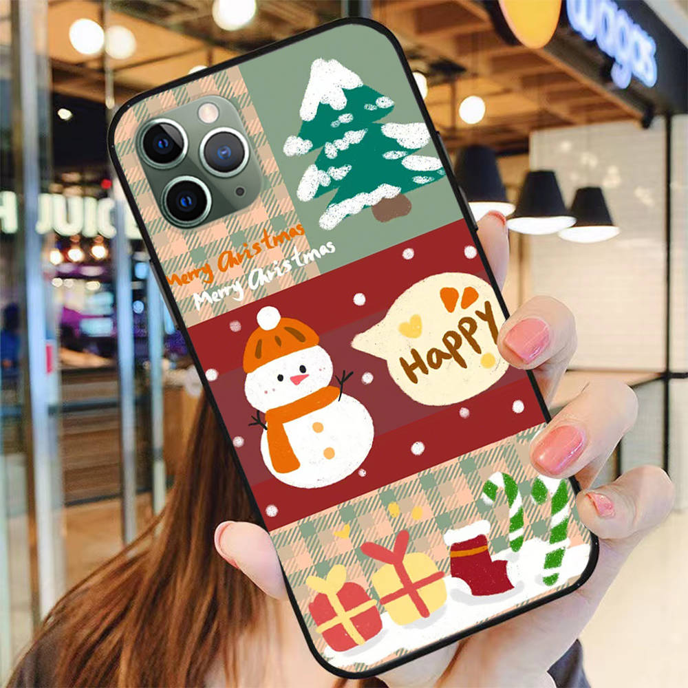 BS-13 Силиконовый чехол Happy Merry Christmas для iPhone 15 14 Xiaomi POCO M6 F6 Redmi Note 13 12 13C 8 9 Samsung S24 S23 S22 S21 FE Pro Plus Ultra