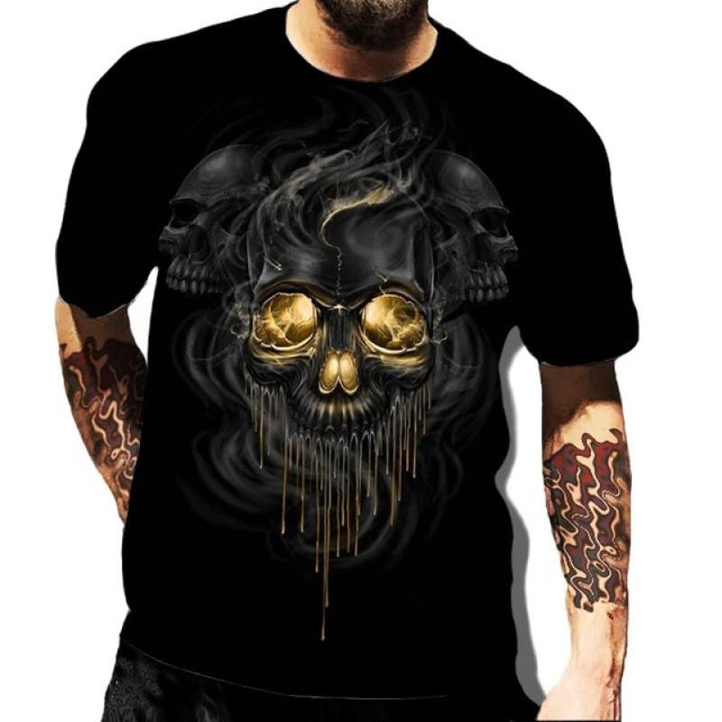 Skull Printed Men's T-shirt Horror Style Summer 3D Short Sleeved Trend Personalized Men's Clothing New Round Neck Men's T-shirts