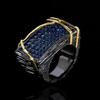 Fashionable Blue Diamond Ring for Men and Women Irregular Black Texture Jewelry Luxury Couples