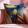 Art EEdvard Munch Anxiety Art Cushion Cover Breathable Linen Pillowcase Summer Odorless EcoFriendly Invisible Zipper Washable