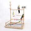 Parrot Play Stand Solid Wood Standing Stick Pet Bird Perch Swing Toys Ladder Training Interactive Tools Funny Bird Cage Supplies