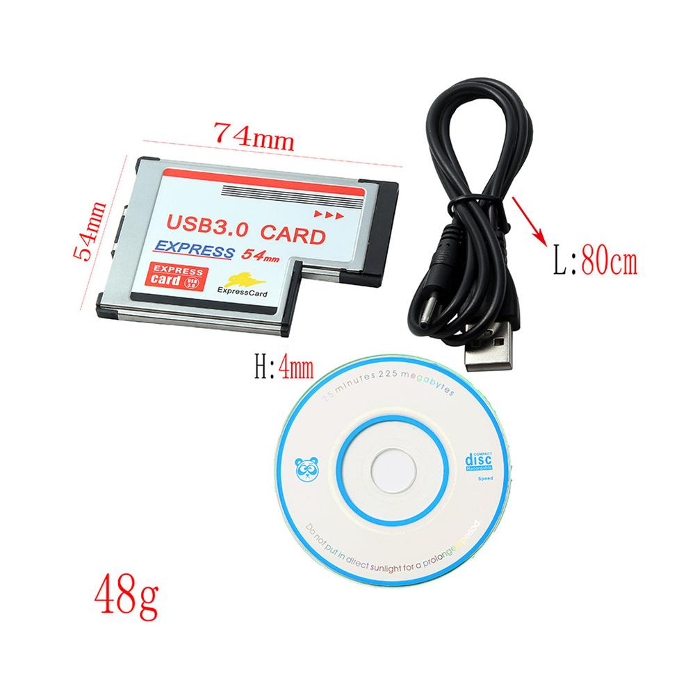 Адаптер 54мм Express Card Expresscard на 2 порта USB 3.0 для ноутбука, чипсет NEC