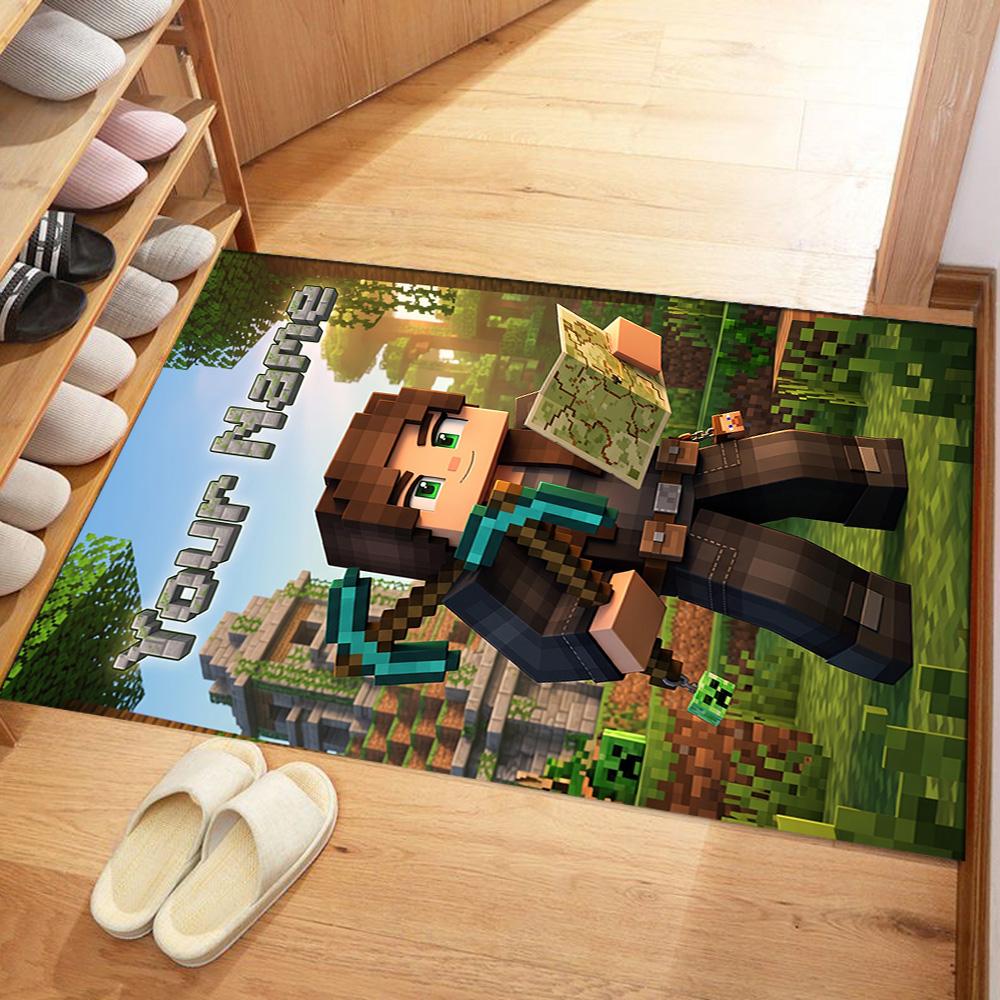 Minecraft Customize Text Floor Rug Office Rug Design For Balcony Decorate Room Study Room Outdoor Antislip Rug Anime Office Decor