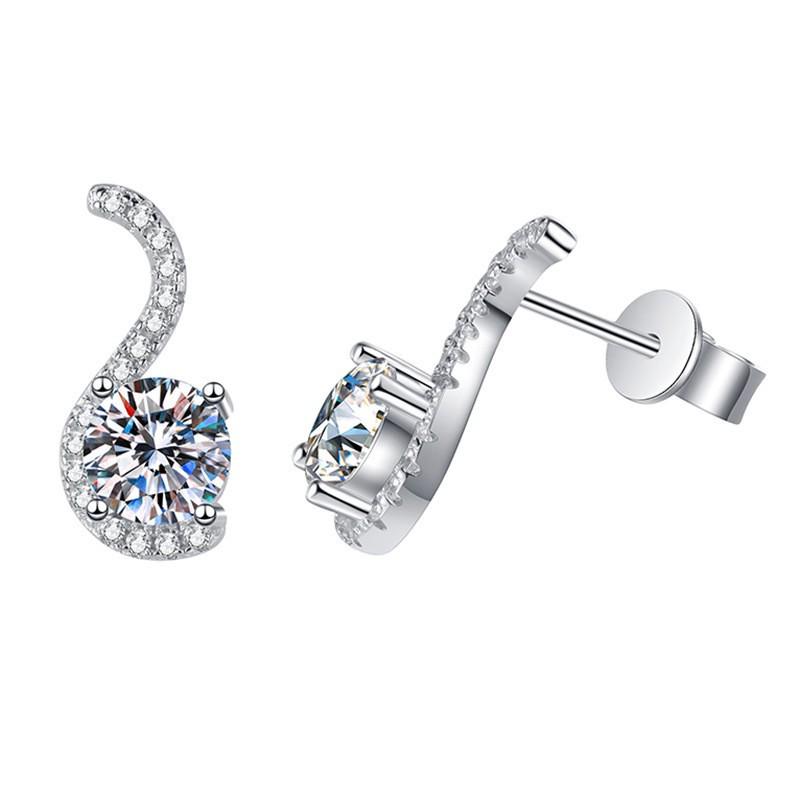 Серьги-гвоздики из стерлингового серебра S925 с муассанитом в форме буквы S - Легкая роскошь в европейском и американском стиле для женщин