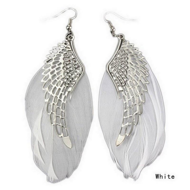 Превосходные 1 пара ретро женские женские серьги с крыльями ангела и перьями, ювелирные изделия из сплава FE63
