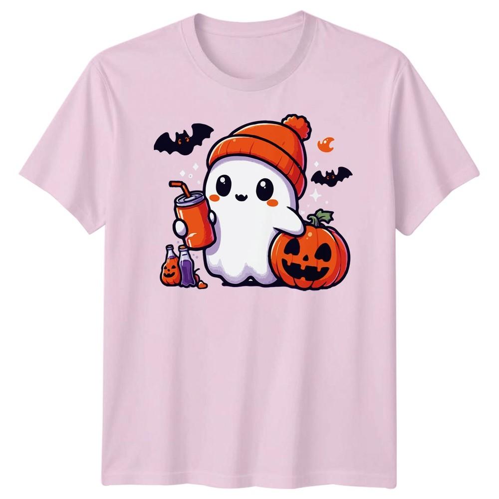 Halloween TShirt Ghost Pumpkin Iced Coffee Spooky Graphic Adults Kids Tee