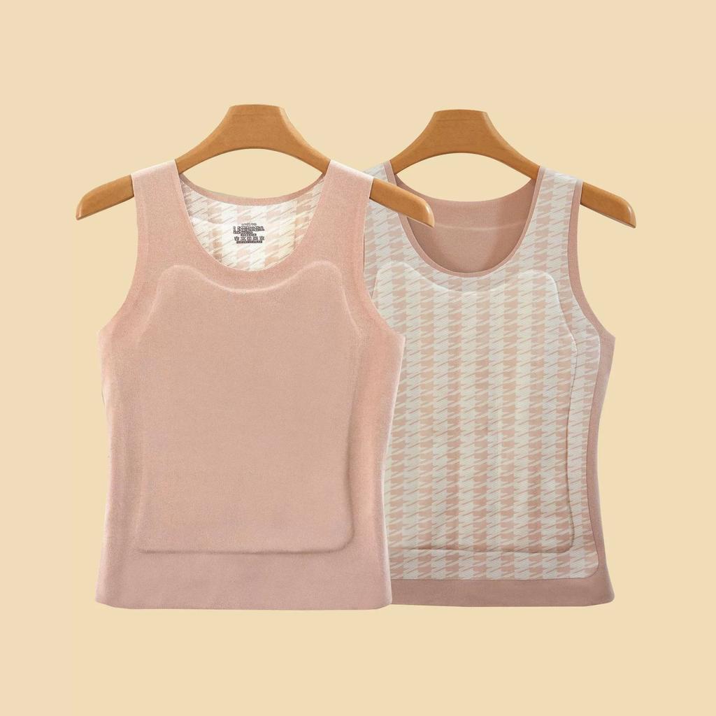 Autumn and Winter German Velvet Thermal Vest for Women with Breast Pads Large Size Seamless Thermal Underwear for Women