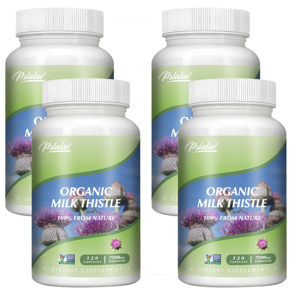 Pslalae Organic Milk Thistle Capsules 7500mg 120 Capsules — Antioxidant Support, Daily Wellness, Nutritional Support