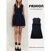 Za2025 Spring New Women's Clothing Preppy Style Wide Pleated Sleeveless Lapel Silm Short Dress 2124550