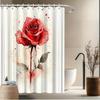 Элегантная акварельная красная роза, шторка для душа, эффект брызг, полиэстер с защитой от выцветания, 12 крючков, идеально для декора ванной комнаты