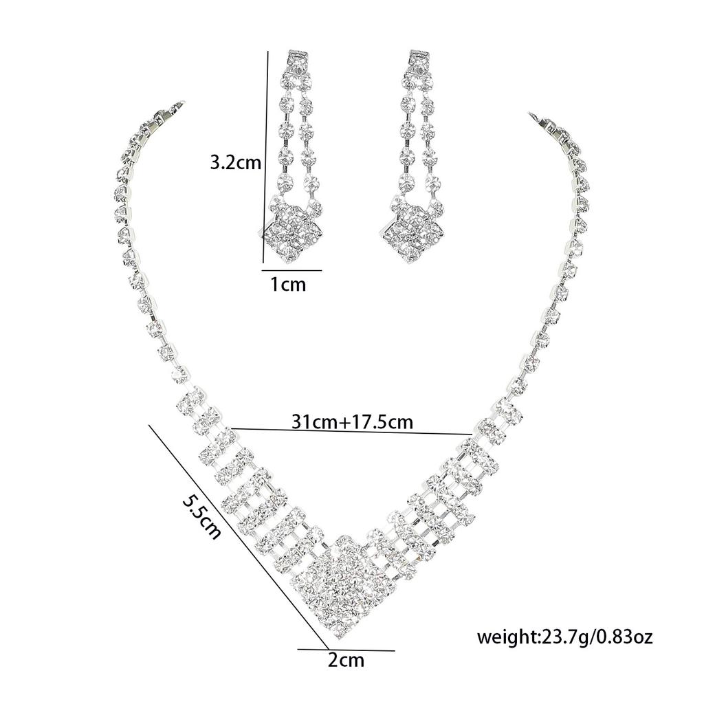 Аксессуары для свадебного вечернего платья, изысканный комплект серег с бриллиантовым колье, квадратные геометрические свадебные украшения для женщин