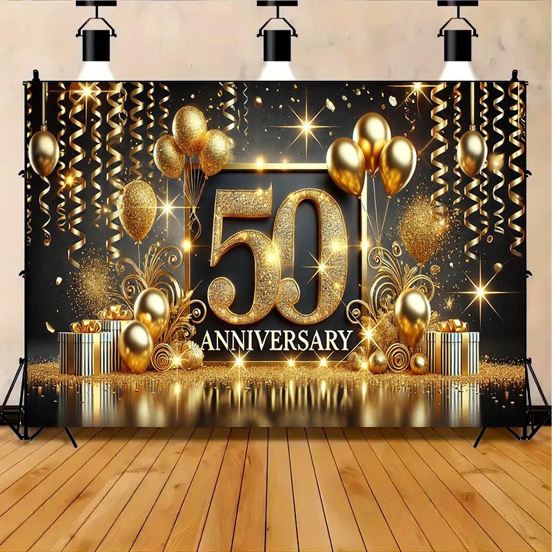 Elegant 50th Anniversary Celebration Banner - Party decoration, suitable for home, garden, studio and outdoor activities