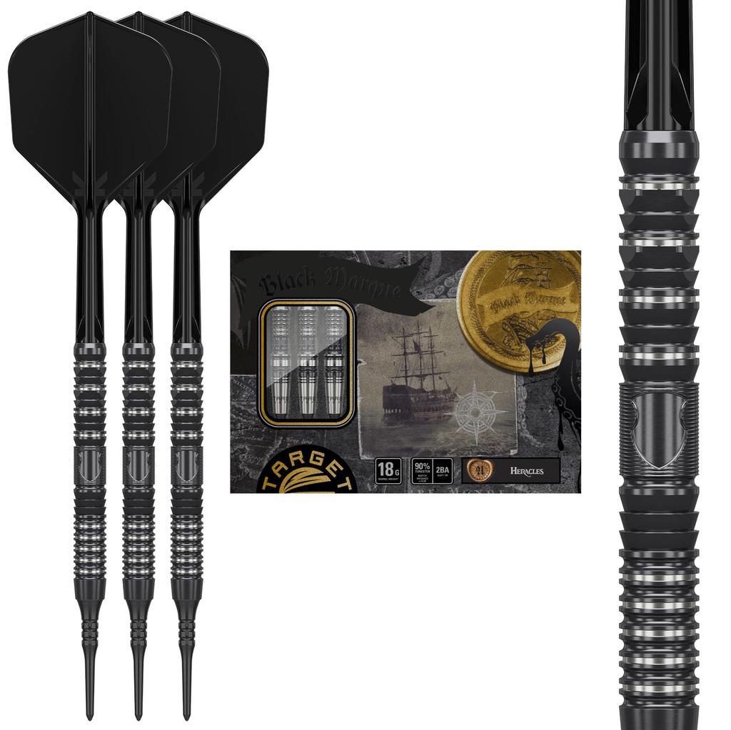 Target Japan BLACK MARQUE HERACLES 2BA SOFT TIP DARTS Daniel Chen Model Tungsten 2BA Soft Tip Dart 18G 6 Shape Flights and 2BA Black Pixel Tip Mark