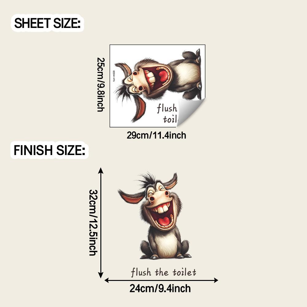 Осел с заразительным смехом и английскими слоганами для украшения дома, ванной комнаты, наклейки на стену