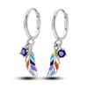 925 Silver Earring Sparkling Colorful Zircon Hoop Earring Round Shape Pendientes Fine Jewelry Gift For Woman