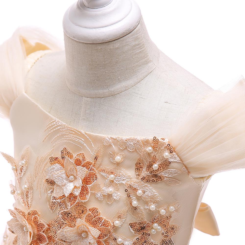 Вечернее платье для девочек с 3D цветами - Костюм для выступления на подиуме принцессы