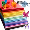 200pcs Premium Cardstock Paper Set, 10 Vibrant Colors, Ideal for Origami, Arts & Crafts, Office Stationery, Scrapbooking, Sewing - High