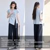 Summer 'Lazy Shoulder Signature' Korean style design with age reducing embroidery letters and off shoulder sleeves T-shirt