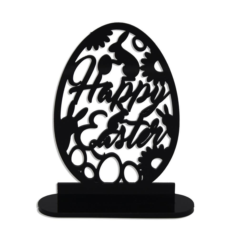 Creative Cartoon Rabbit Easter Decorative Figurines Easter Egg Black Desktop Ornament DIY Acrylic Table Ornament Home decoration