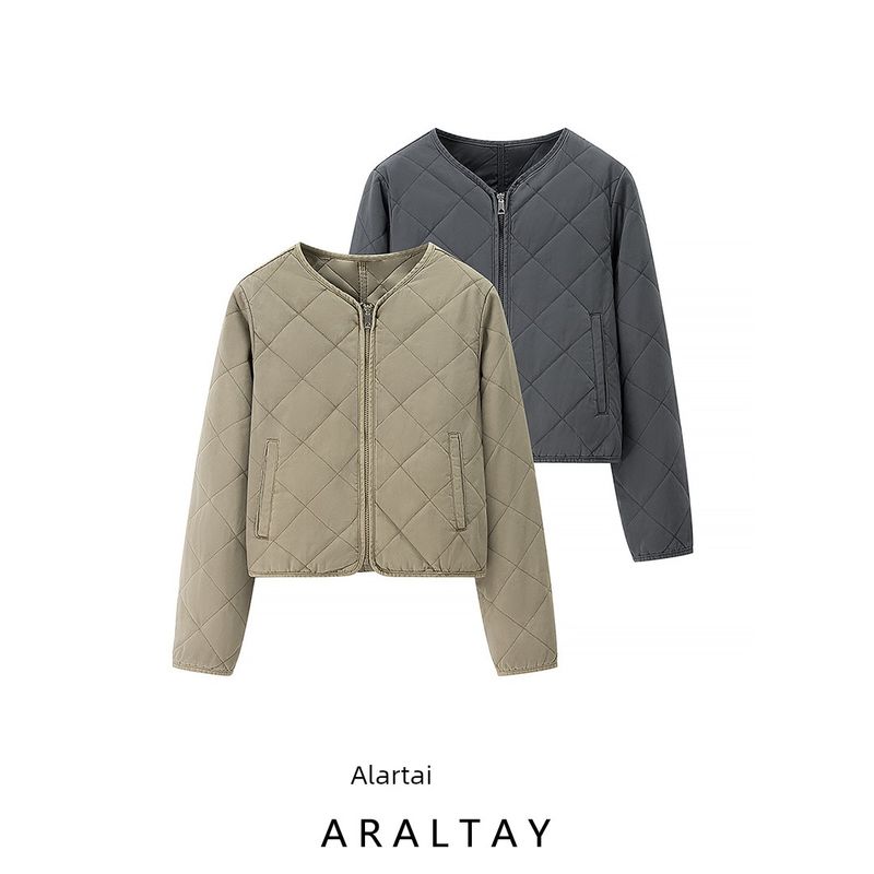 Araltay New Arrival Fashion Style Women's Clothing Fashion All-Match Casual Minimalist Long Sleeve Diamond Round Neck Cotton-Padded Coat Outwear