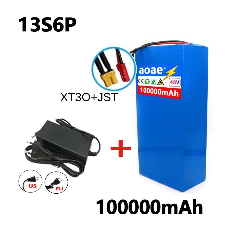 100%18650Original 48V 100Ah 13s6p Lithium Battery Pack 48v 100000mAh 2000W Citycoco Motorized Scooter Batteries Built in 50A BMS