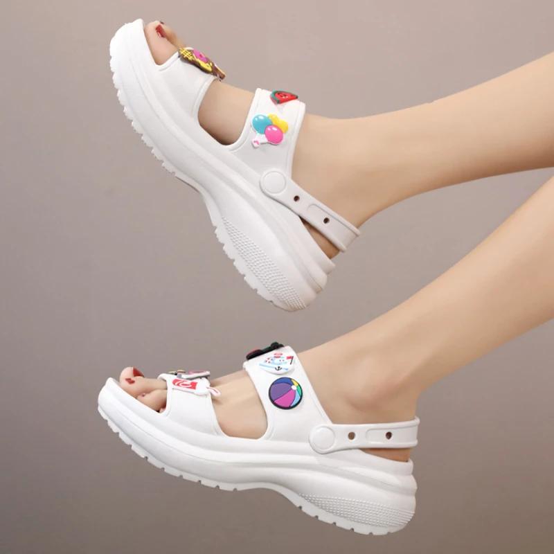 Fashion Summer Women Sandals Korean Wedge Platform Casual High Heels Ladies Shoes Outdoor Beach Peep Toe Sandalias De Mujer