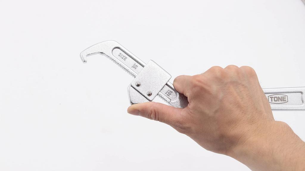 TONE Adjustable Hook Spanner FSA-165, Fits Slotted Round Nuts with Diameters from 95 To 165mm, Total Length 375mm