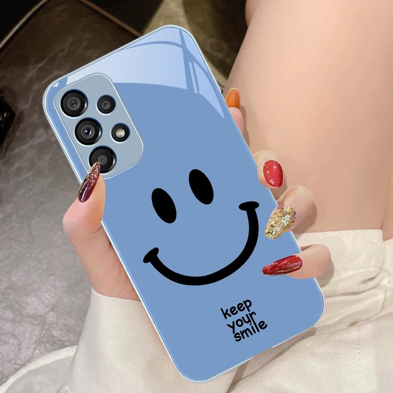 Чехол из закаленного стекла для телефона Samsung Galaxy S10 4G S20 11E 30 S21 21Fe 22 Pro S23 Ultra 5G S8 S9 Plus Сохраняйте свою улыбку