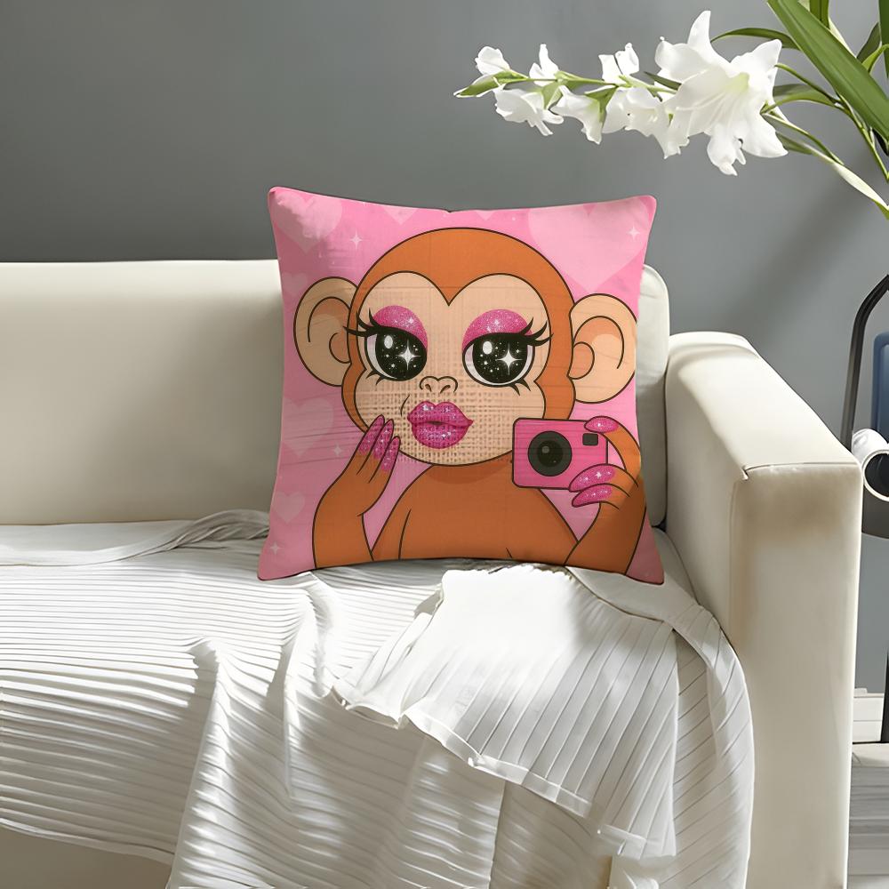 Anime Nail Art Animals Pillow Case Natural Linen Organic Fabric DoubleSided Printing Sofa Home Decor Cushion Cover