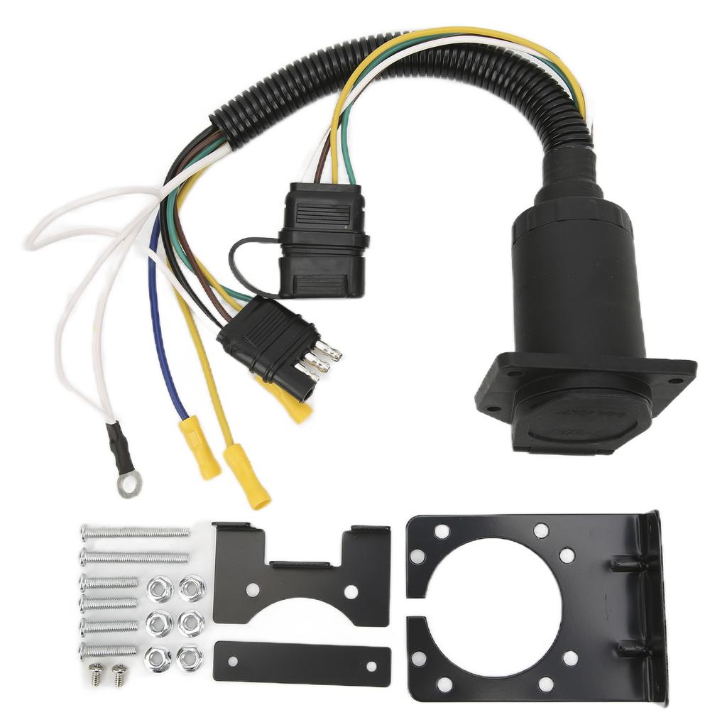 Адаптер проводки прицепа 4-контактный на 7-контактный круглый адаптер-конвертер вилки прицепа с 4-контактным на 7-контактный монтажный кронштейн для RV