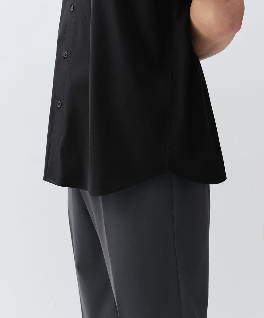 MUSINSA STANDARD Basic Short Sleeve Dress Shirt [Black]