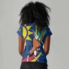 New Arrival Women's V-neck Short-sleeved Sweatshirt, Namibian Print Women's Top, Fashionable Street Style T-shirt