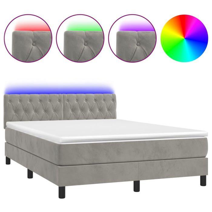 Maison Exclusive - Sommier à lattes de lit avec matelas LED Gris clair 140x200 cm