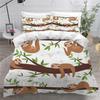 Colorful lovely Sloth Duvet Cover Modern Colorful Comforter Cover with Zipper King Size Bedding Sets Luxury Bedroom Decor 2Pcs