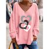 IHUASU Autumn Winter Women's Solid Color V-neck Long Sleeve Loose Casual Comfortable T-shirt Top