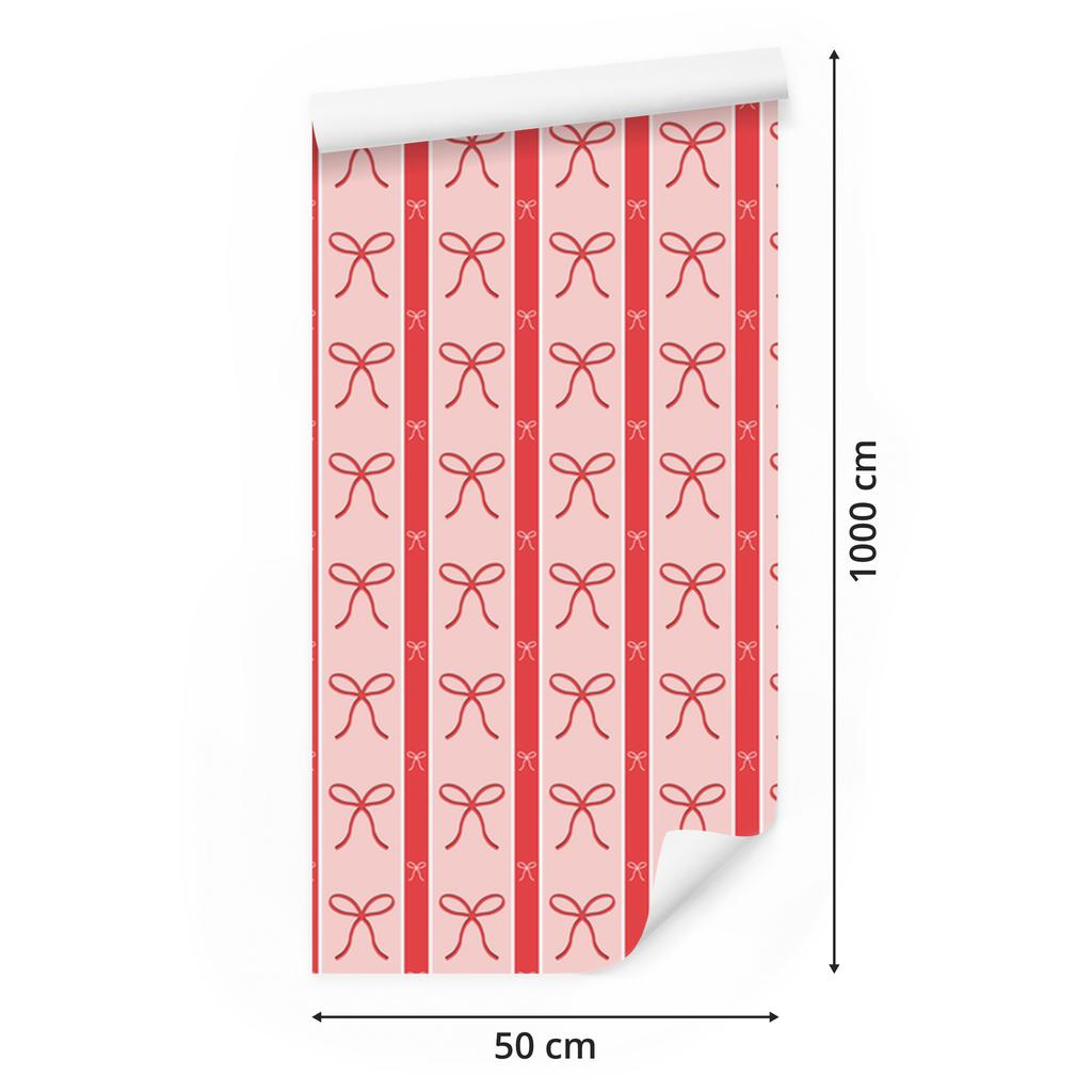 Coral and red bows wallpaper for living room and bedroom 50x1000